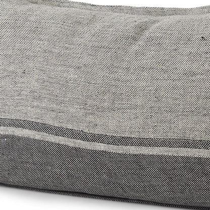 14" X 26" Dark Gray And Light Gray Striped Linen Lumbar Throw Pillow Cover