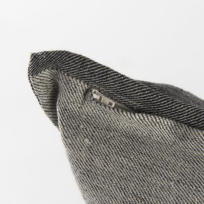 14" X 26" Dark Gray And Light Gray Striped Linen Lumbar Throw Pillow Cover