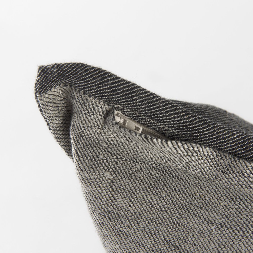 14" X 26" Dark Gray And Light Gray Striped Linen Lumbar Throw Pillow Cover