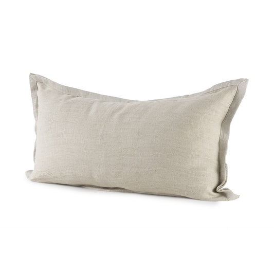 14" X 26" Beige Linen Throw Pillow Cover