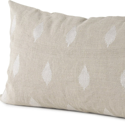 Beige And White Patterned Lumbar Pillow Cover