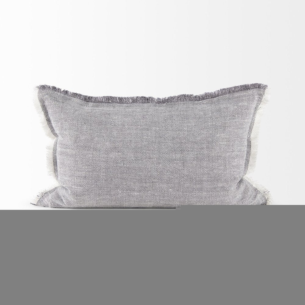 Light Gray Fringed Lumbar Throw Pillow Cover