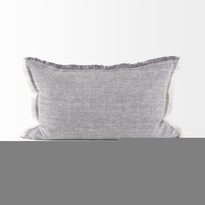 Light Gray Fringed Lumbar Throw Pillow Cover
