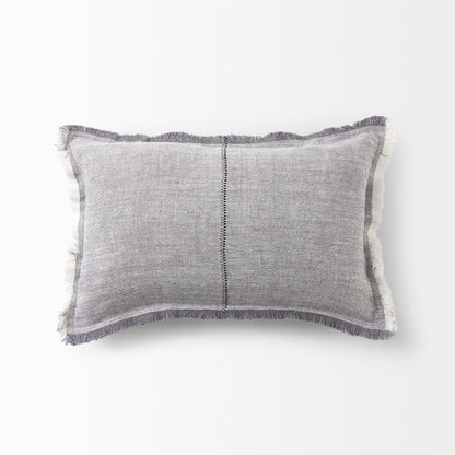 Light Gray Fringed Lumbar Throw Pillow Cover