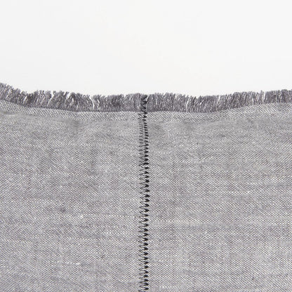 Light Gray Fringed Lumbar Throw Pillow Cover