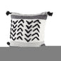 White And Gray Fringed Pillow Cover