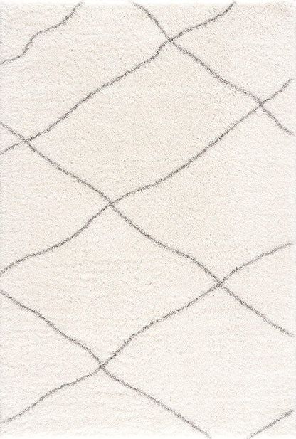 3' X 5' Ivory Modern Uneven Lattice Area Rug