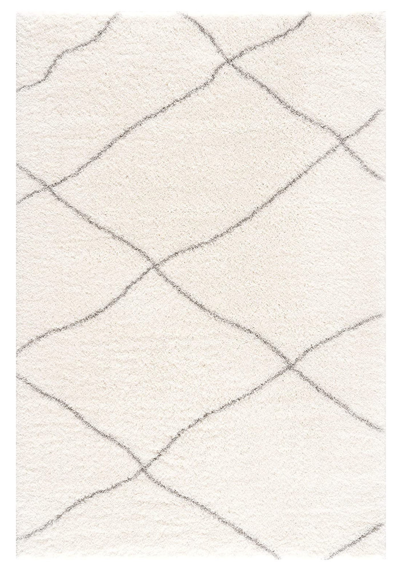 3' X 5' Ivory Modern Uneven Lattice Area Rug