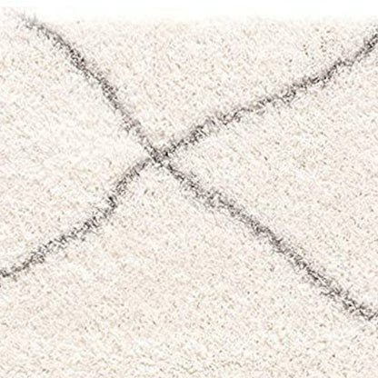 3' X 5' Ivory Modern Uneven Lattice Area Rug