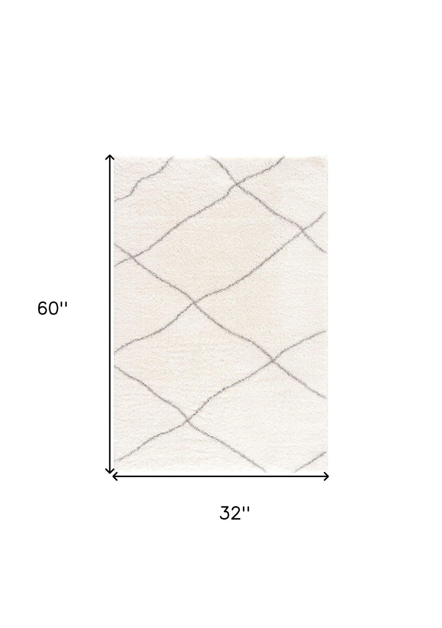 3' X 5' Ivory Modern Uneven Lattice Area Rug