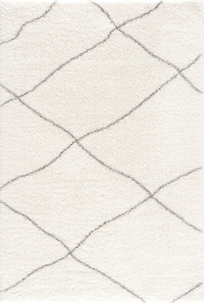 3' X 5' Ivory Modern Uneven Lattice Area Rug