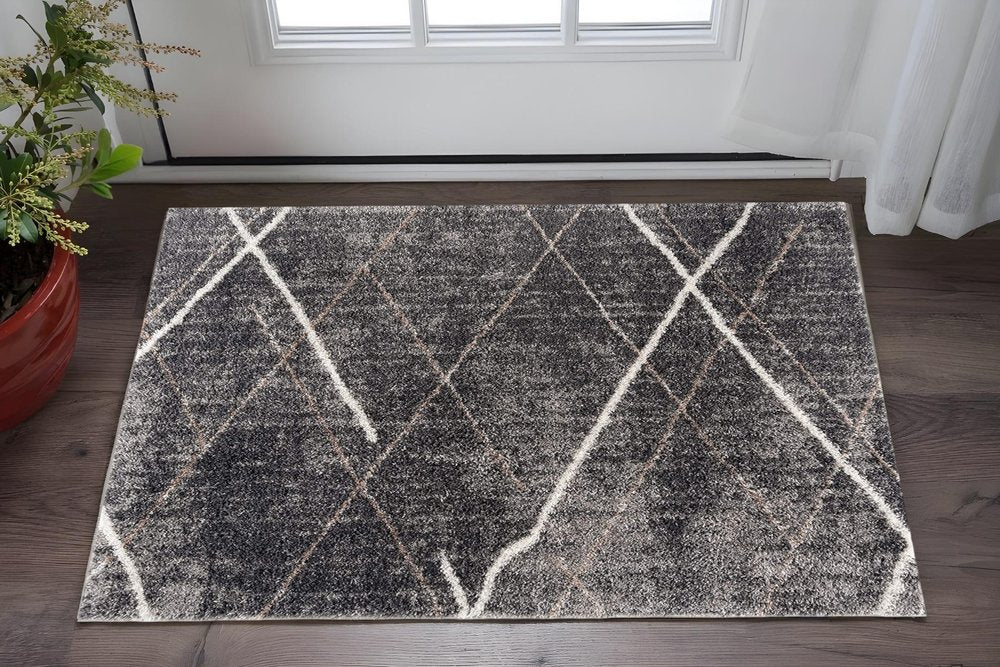 5' X 8' Gray Modern Distressed Lines Area Rug