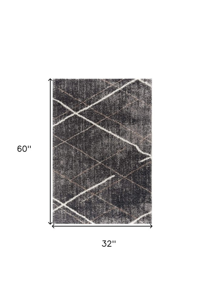 5' X 8' Gray Modern Distressed Lines Area Rug