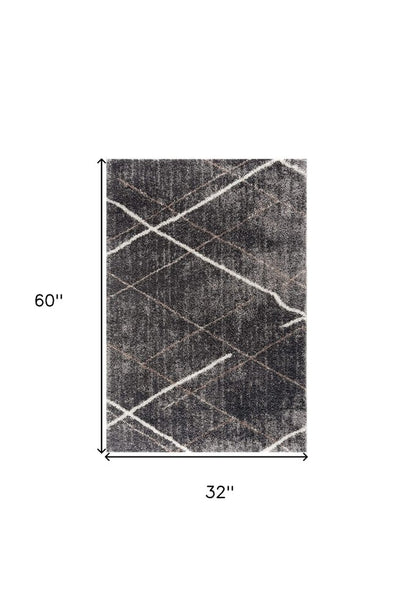 5' X 8' Gray Modern Distressed Lines Area Rug