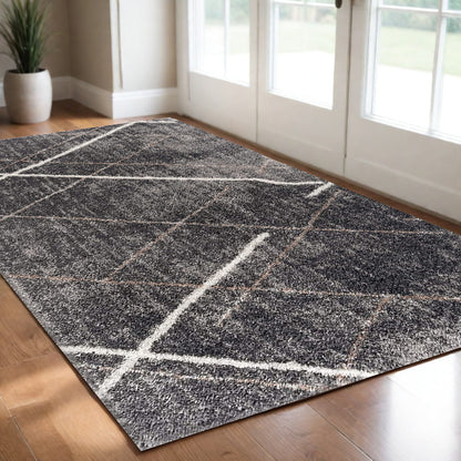 3' X 5' Gray Modern Distressed Lines Area Rug