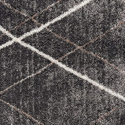 3' X 5' Gray Modern Distressed Lines Area Rug