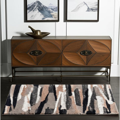 8' X 11' Gray And Black Strokes Area Rug