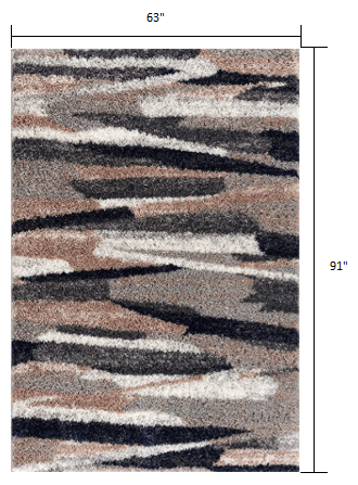 4' X 6' Gray And Black Strokes Area Rug