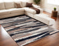 4' X 6' Gray And Black Strokes Area Rug