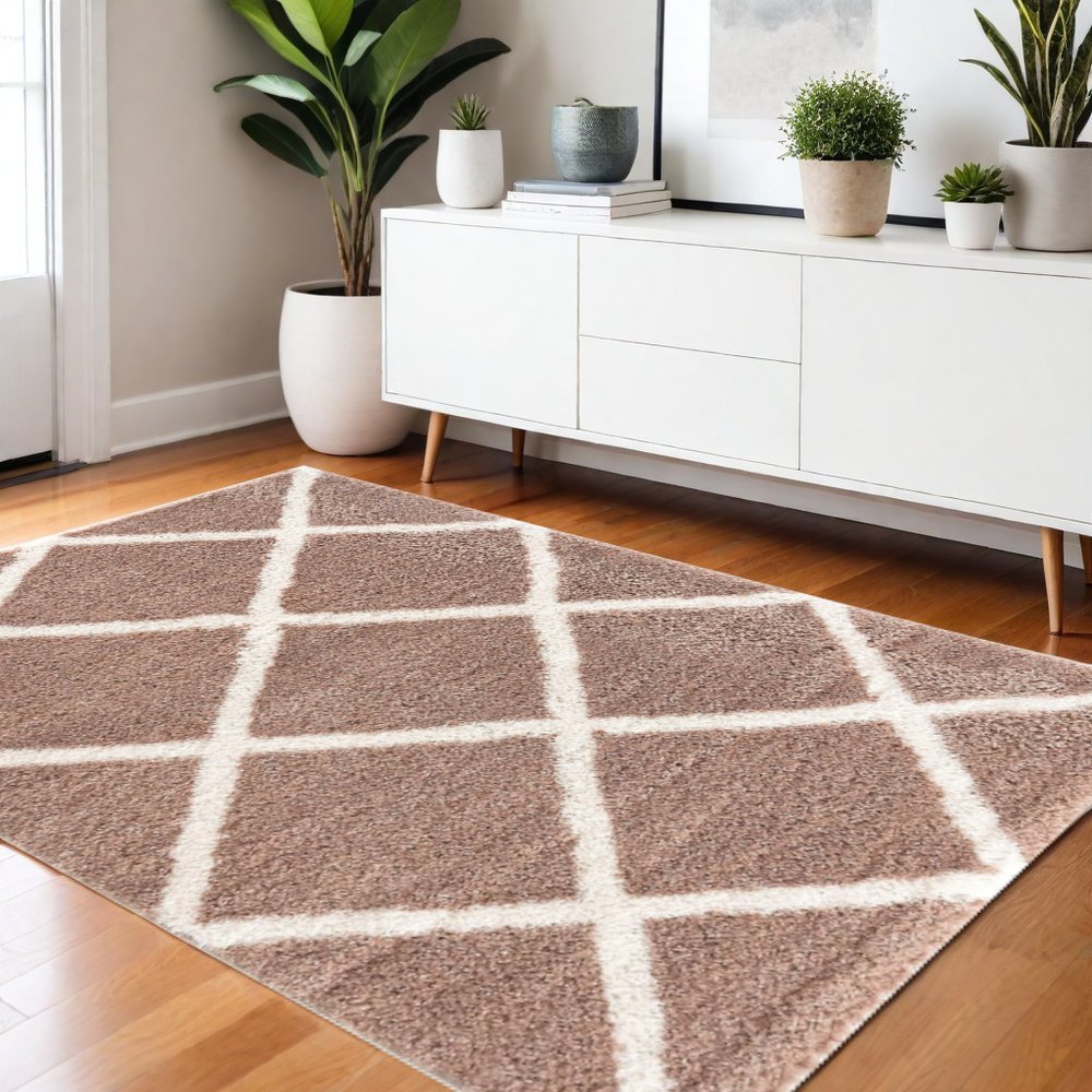 8' X 11' Beige Geometric Area Rug