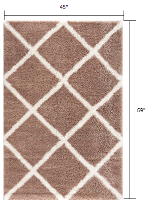 3' X 5' Beige Geometric Area Rug