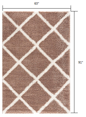 3' X 5' Beige Geometric Area Rug