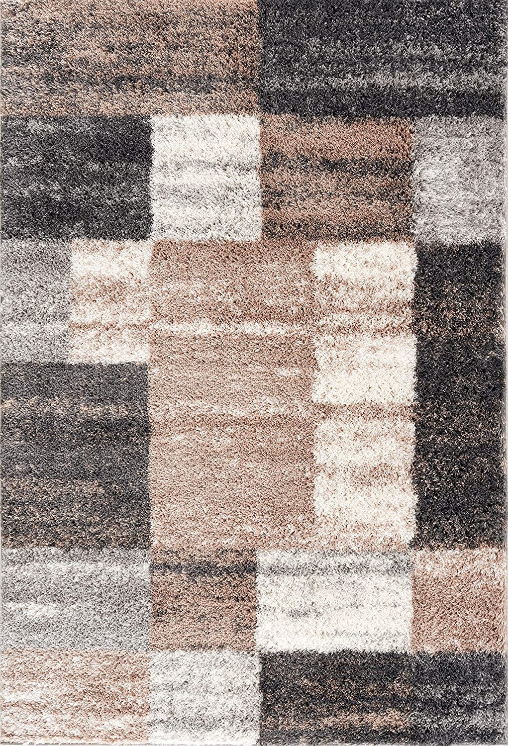 8' X 11' Beige Modern Blocks Area Rug