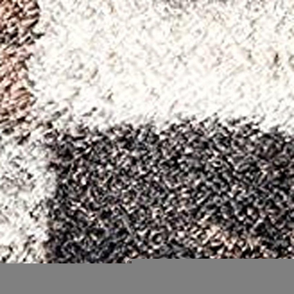 8' X 11' Beige and Ivory Patchwork Shag Area Rug