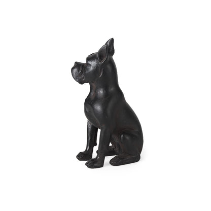 Black Resin Boxer Dog Shaped Decor Piece