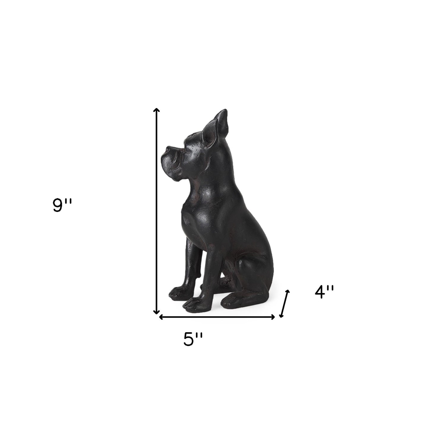 Black Resin Boxer Dog Shaped Decor Piece