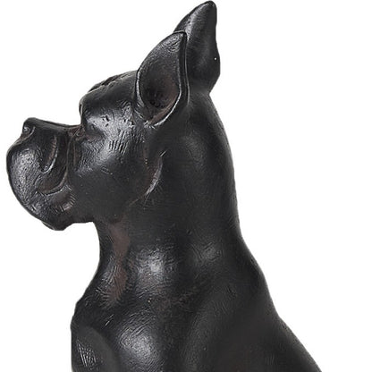 Black Resin Boxer Dog Shaped Decor Piece