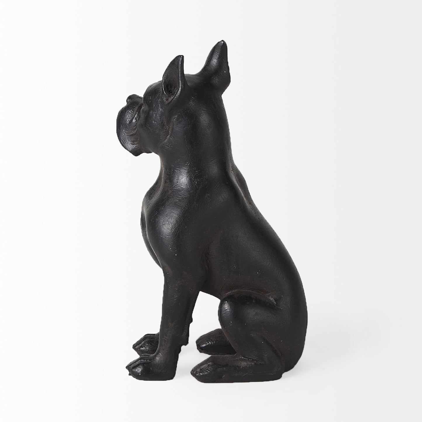 Black Resin Boxer Dog Shaped Decor Piece