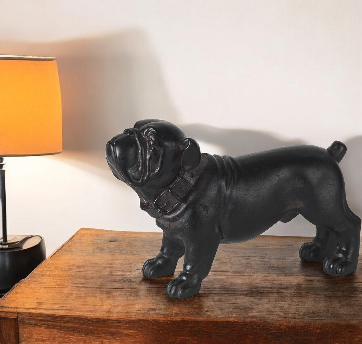 8" Black Polyresin Dog Tabletop Sculpture