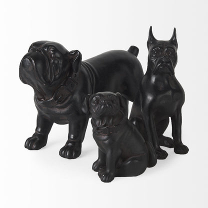 8" Black Polyresin Dog Tabletop Sculpture