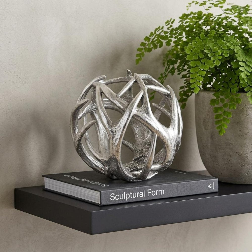 7" Silver Metal Tabletop Sculpture