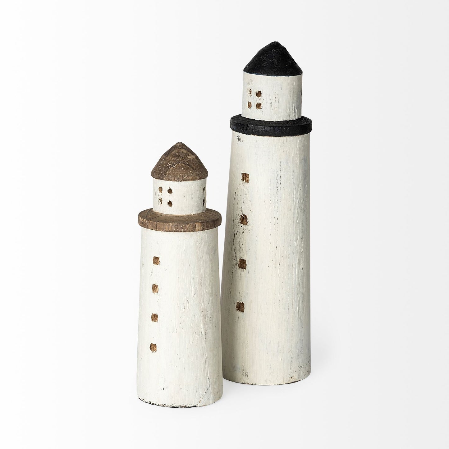 White Petite Rustic Wooden Lighthouse