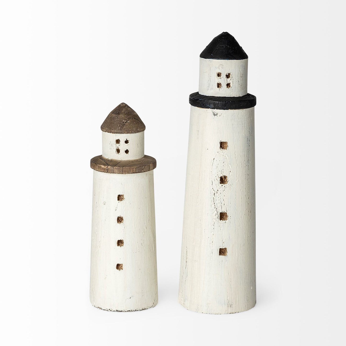 White Petite Rustic Wooden Lighthouse