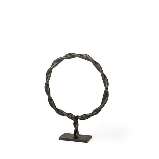 15" Black Metal Round Braided Tabletop Sculpture