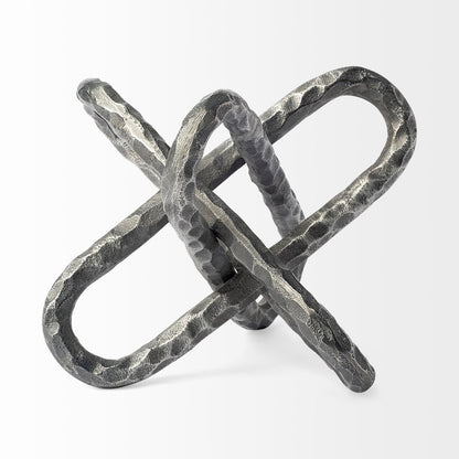 10" Antiqued Silver Metal Chain Link Tabletop Sculpture