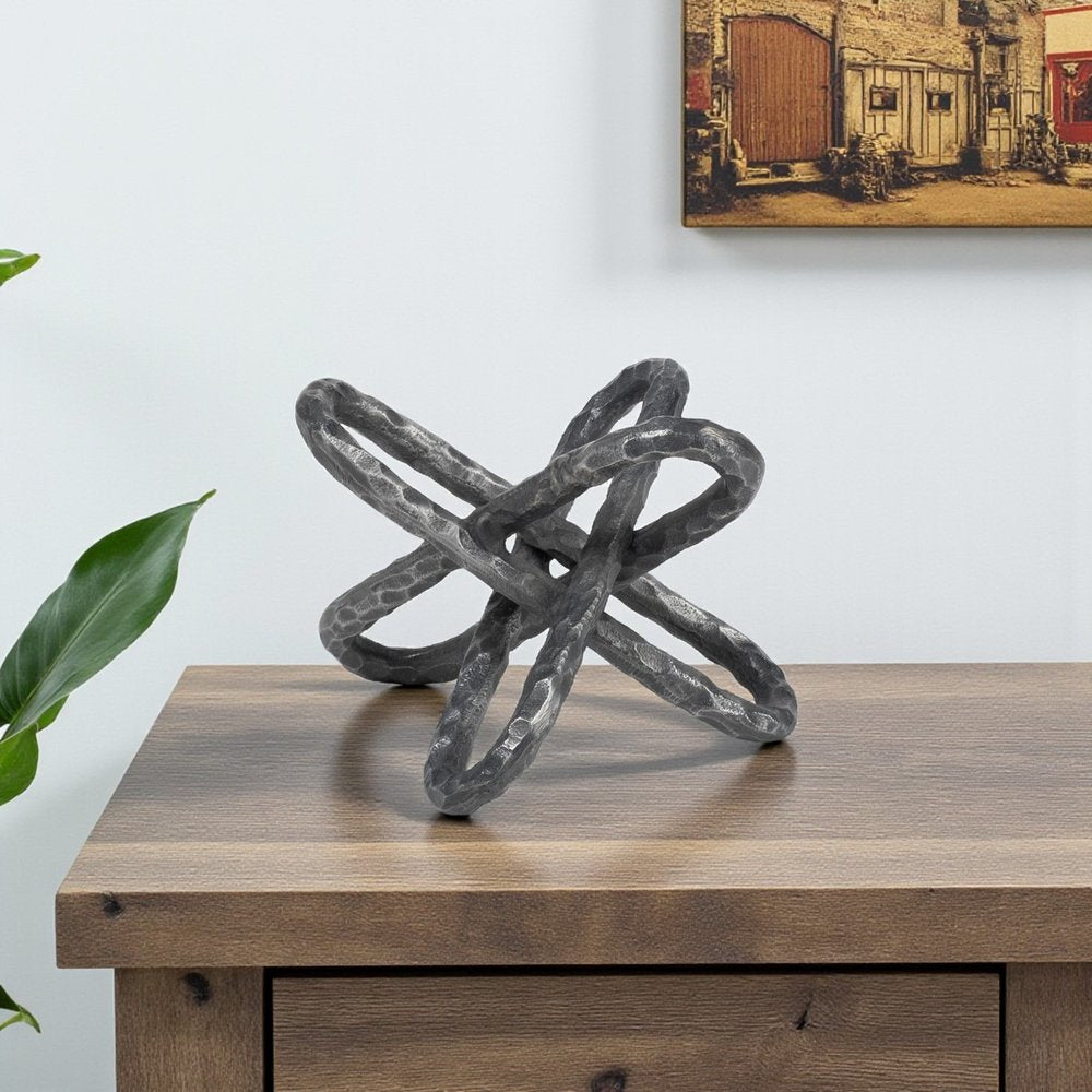 10" Antiqued Silver Metal Chain Link Tabletop Sculpture