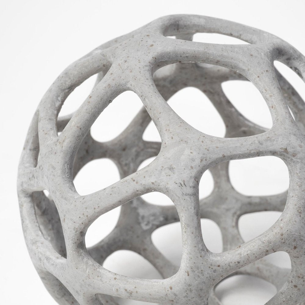 6" Gray Metal Abstract Decorative Orb Tabletop Sculpture