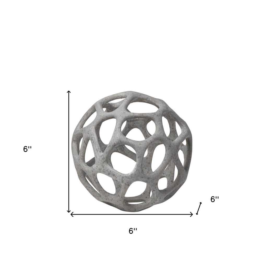 6" Gray Metal Abstract Decorative Orb Tabletop Sculpture