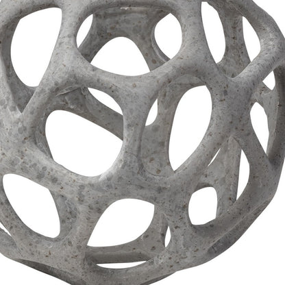 Petite Light Gray  Metal Hollow Orb Sculpture