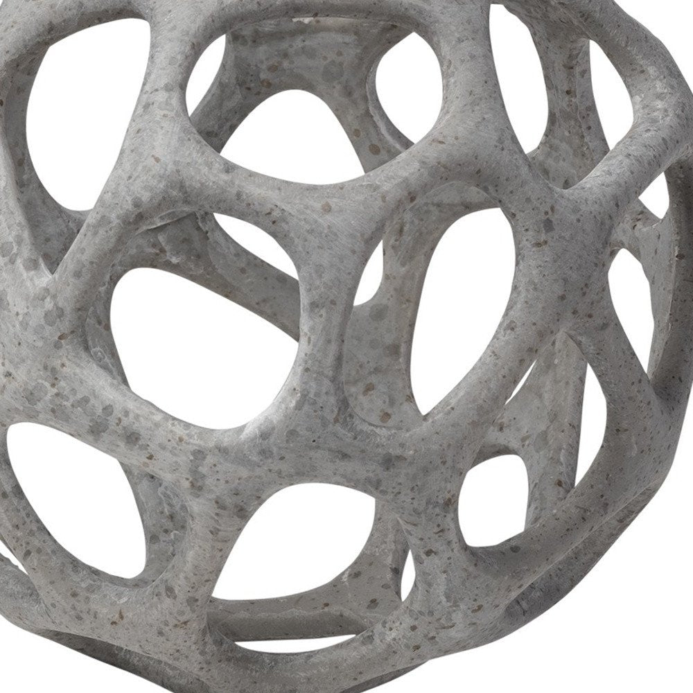 6" Gray Metal Abstract Decorative Orb Tabletop Sculpture