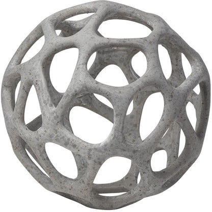 Petite Light Gray  Metal Hollow Orb Sculpture