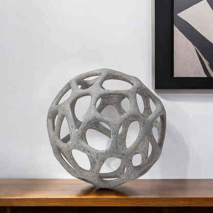 6" Gray Metal Abstract Decorative Orb Tabletop Sculpture