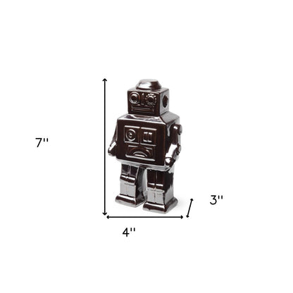 7" Silver Metal Robot Shaped Sculpture