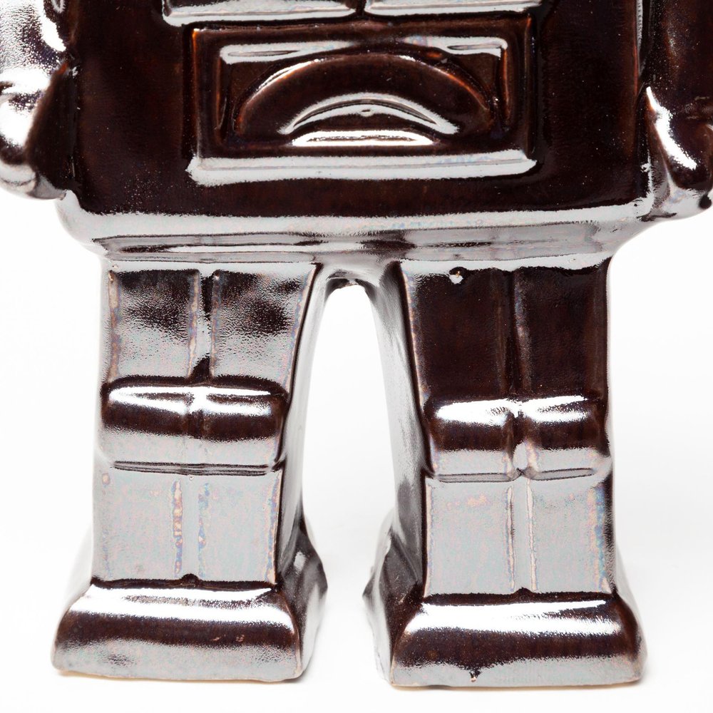 7" Silver Metal Robot Shaped Sculpture