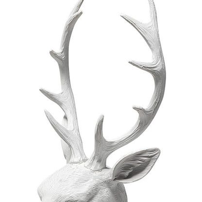 23" White Polyresin Suited Deer Bust Tabletop Sculpture