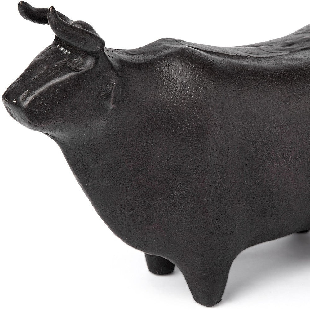 Black Cast Aluminum Bull Decor Piece